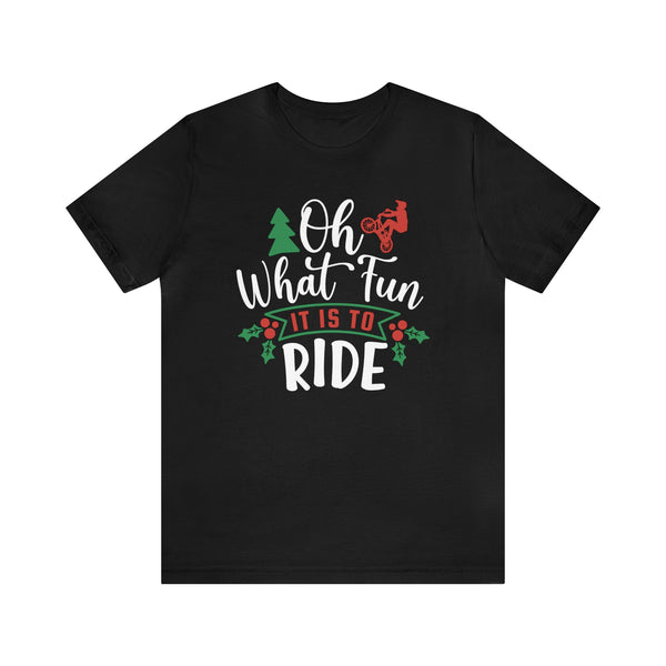 Oh What Fun It Is To Ride BMX Adult Unisex Jersey Short Sleeve Tee | BMX Riding Shirt | Funny BMX Christmas Themed Tee