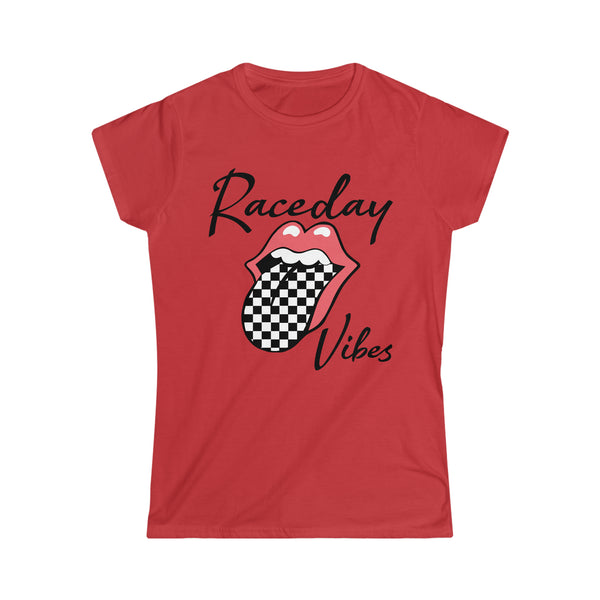 Ladies Raceday Vibes with Checkered Tongue Softstyle Tee | Rad Ladies Fit Raceday Vibes Tee