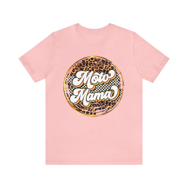 Moto Mama with Leopard and Checkered Pattern Unisex Jersey Short Sleeve Tee | Moto Mom Shirt