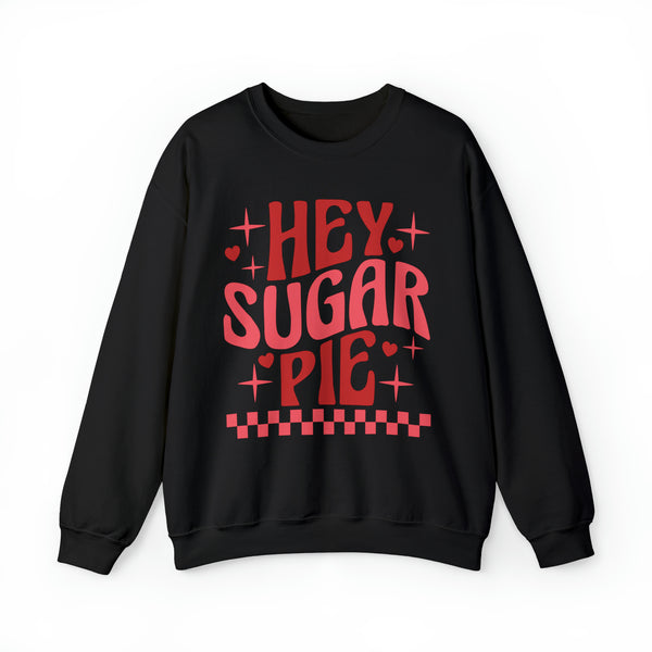 Retro Hey Sugar Pie Adult Unisex Heavy Blend™ Crewneck Sweatshirt | Warm and Cozy Valentine's Day Sweatshirt