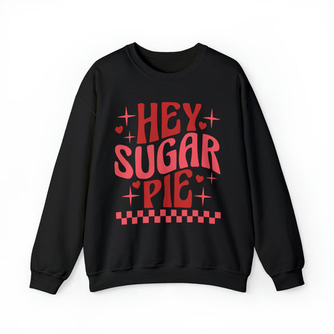 Retro Hey Sugar Pie Adult Unisex Heavy Blend™ Crewneck Sweatshirt | Warm and Cozy Valentine's Day Sweatshirt
