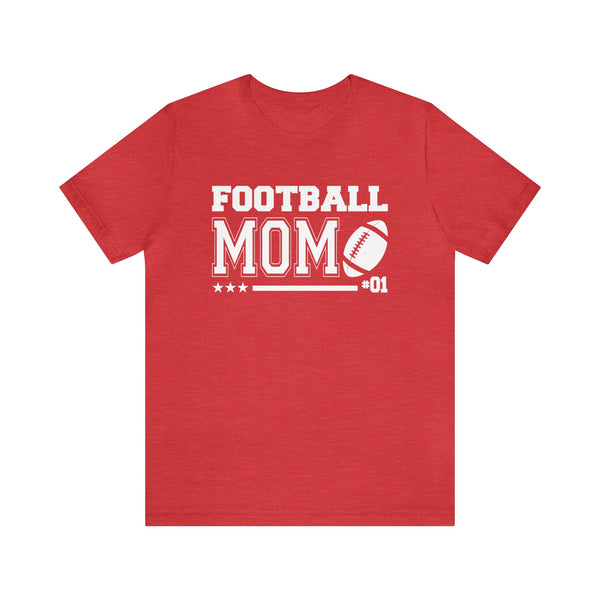 Football Mom Personalized with Your Player Number on Front Adult Unisex Jersey Short Sleeve Tee | Football Mama Game Day T-Shirt