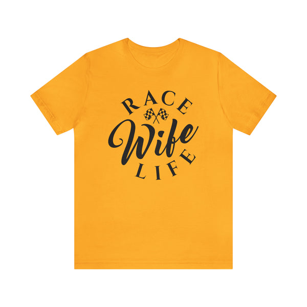 Race Wife Life with Checkered Flags Adult Unisex Jersey Short Sleeve Tee | Race Wife T-Shirt