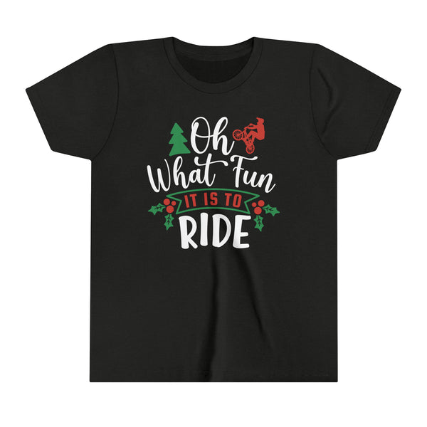 Oh What Fun It Is To Ride BMX Youth Short Sleeve Tee | Kids BMX Tees | Youth Merry Christmas BMX Bike Shirt