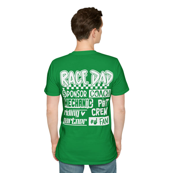 Race Dad Sponsor Coach Mechanic Pit Crew Riding Partner Number One Fan Adult Unisex Softstyle T-Shirt |  Dirt Track Race Dad Tee