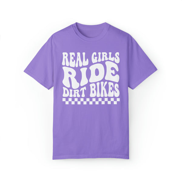 Real Girls Ride Dirt Bikes Adult Unisex Garment-Dyed T-shirt | Cute Oversized Girl Dirt Bike Rider Tee