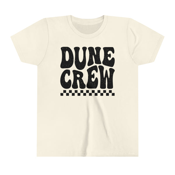 Retro Groovy Dune Crew Youth Short Sleeve Tee | Kids Camping Family or Group Sand Dunes Vacation Youth T-Shirt | SxS ATV UTV Moto Riding