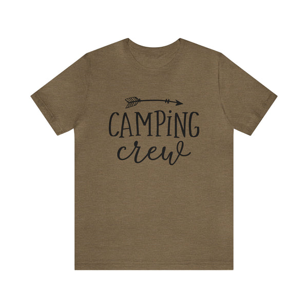 Camping Crew with Arrow Adult Unisex Jersey Short Sleeve Tee | Camping Family or Group Shirts | Camping Vacation Shirts