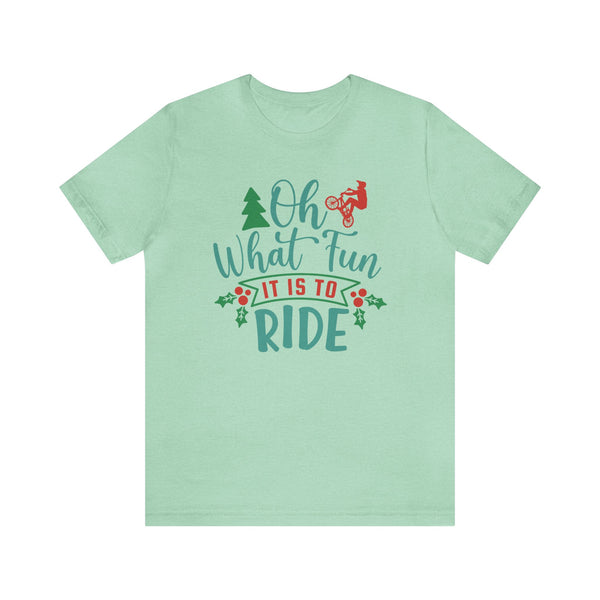 Oh What Fun It Is To Ride BMX Adult Unisex Jersey Short Sleeve Tee | BMX Riding Shirt | Funny BMX Christmas Themed Tee