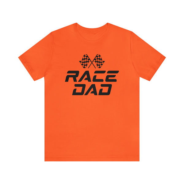 Race Dad with Checkered Flags Adult Unisex Jersey Short Sleeve Tee | Race Dad Pit Crew Race Day Shirt