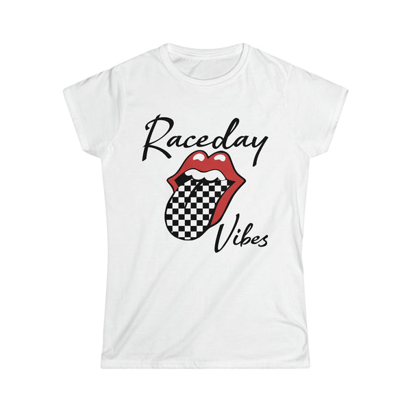 Ladies Raceday Vibes with Checkered Tongue Softstyle Tee | Rad Ladies Fit Raceday Vibes Tee