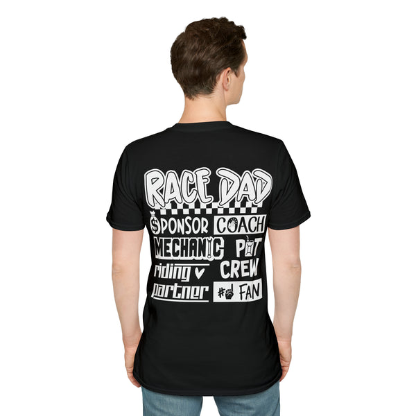 Race Dad Sponsor Coach Mechanic Pit Crew Riding Partner Number One Fan Adult Unisex Softstyle T-Shirt |  Dirt Track Race Dad Tee