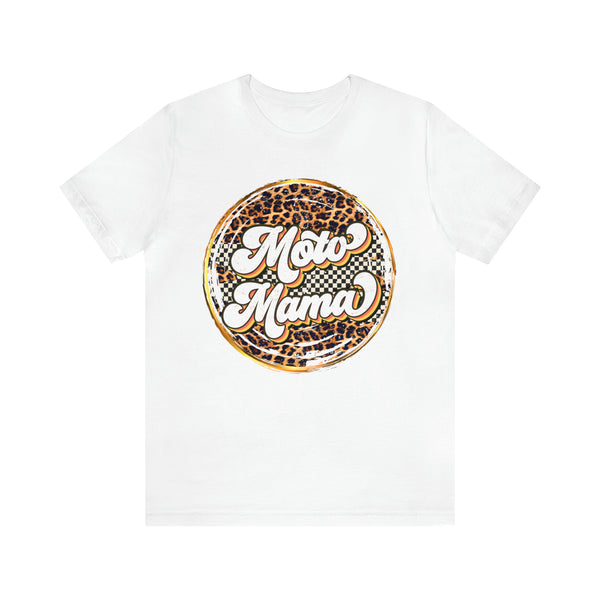 Moto Mama with Leopard and Checkered Pattern Unisex Jersey Short Sleeve Tee | Moto Mom Shirt