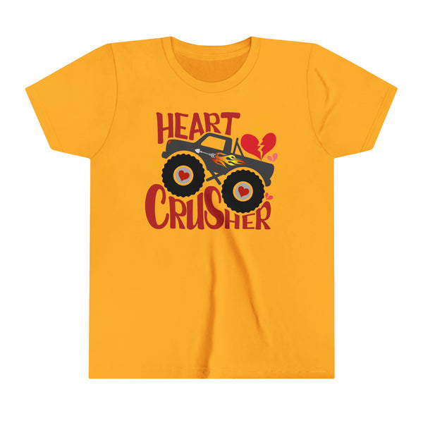 Heart Crusher Monster Youth Short Sleeve Tee | Kids Valentine's Day Truck Youth T-Shirt | Offroad Monster Truck Shirt