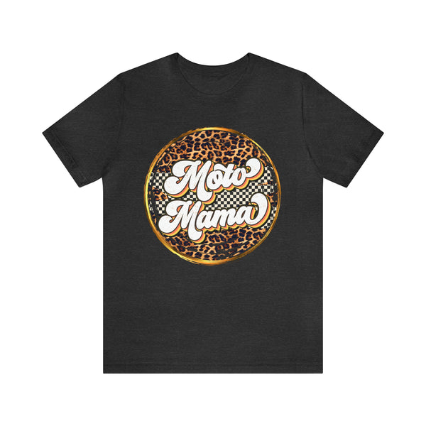 Moto Mama with Leopard and Checkered Pattern Unisex Jersey Short Sleeve Tee | Moto Mom Shirt