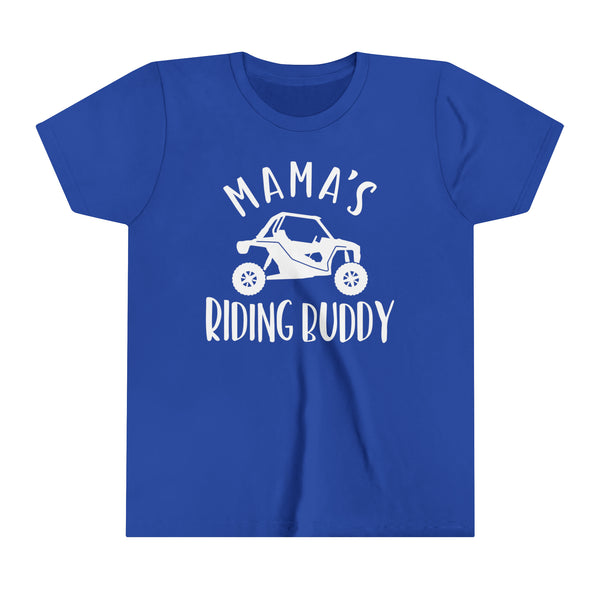 Mama's Riding Buddy Side By Side Youth Short Sleeve Tee | Kids UTV SxS Youth T-Shirt | SxS Offroad Muddin Ride Day Shirt