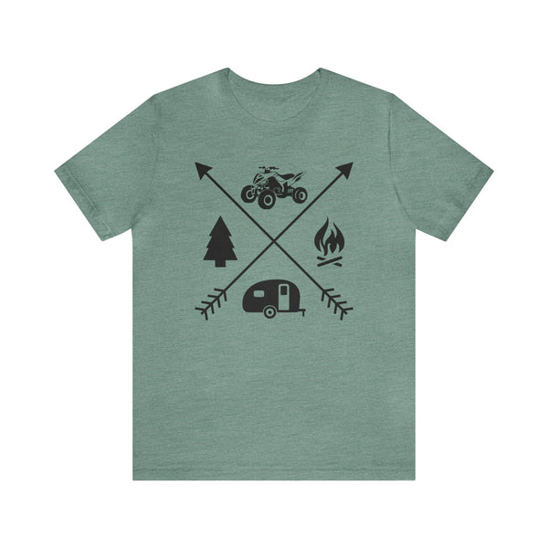 Quad Camping Crossed Arrows Adult Unisex Jersey Short Sleeve Tee | Quad Rider Shirt | Glamis Sand Dunes Camping Tee