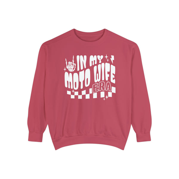 In My Moto Wife Era Unisex Garment-Dyed Sweatshirt | Funny MX Motocross Moto Wife Race Day Sweatshirt