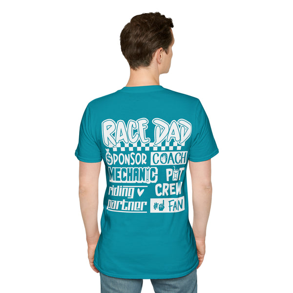 Race Dad Sponsor Coach Mechanic Pit Crew Riding Partner Number One Fan Adult Unisex Softstyle T-Shirt |  Dirt Track Race Dad Tee