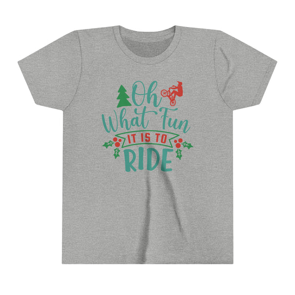 Oh What Fun It Is To Ride BMX Youth Short Sleeve Tee | Kids BMX Tees | Youth Merry Christmas BMX Bike Shirt