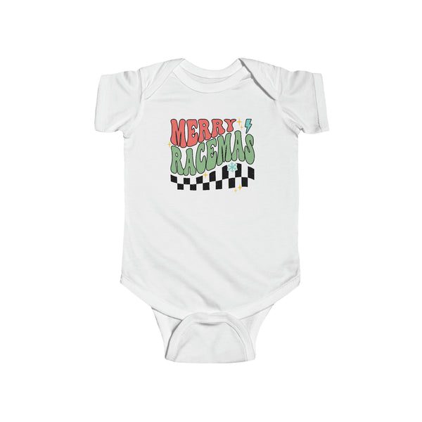 Merry Racemas Infant Fine Jersey Bodysuit | Kids Race Shirt | Race Baby Merry Christmas Bodysuit