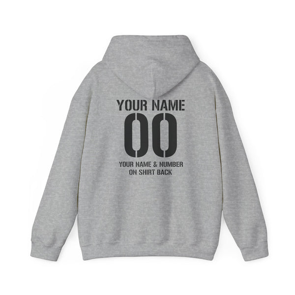 Number Plate Front Name and Number Back Unisex Heavy Blend™ Hooded Sweatshirt | Name and Number Plate MX Moto Motocross Dirt Bike Hoodie