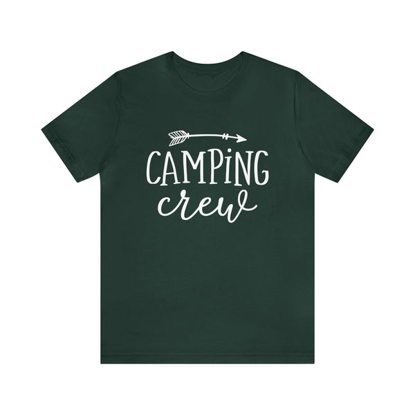 Camping Crew with Arrow Adult Unisex Jersey Short Sleeve Tee | Camping Family or Group Shirts | Camping Vacation Shirts