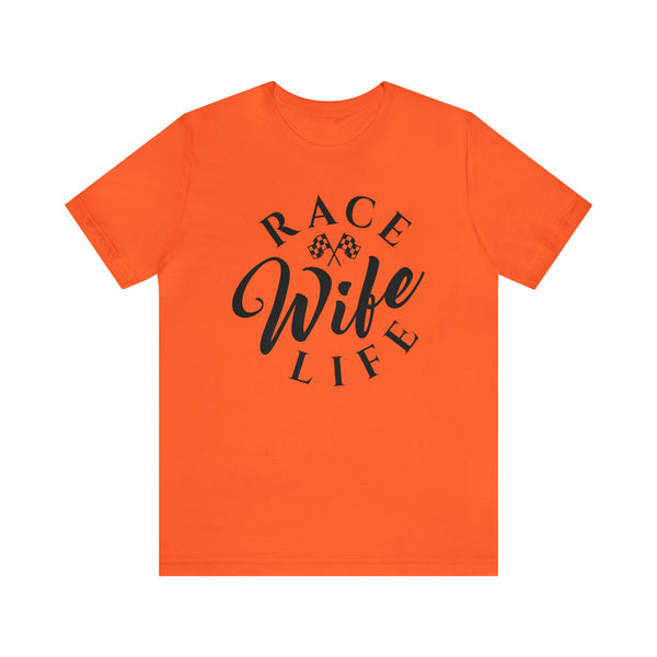 Race Wife Life with Checkered Flags Adult Unisex Jersey Short Sleeve Tee | Race Wife T-Shirt