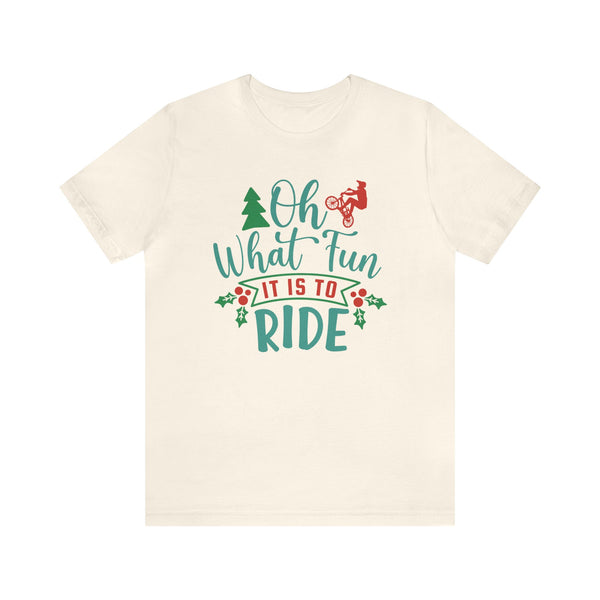 Oh What Fun It Is To Ride BMX Adult Unisex Jersey Short Sleeve Tee | BMX Riding Shirt | Funny BMX Christmas Themed Tee