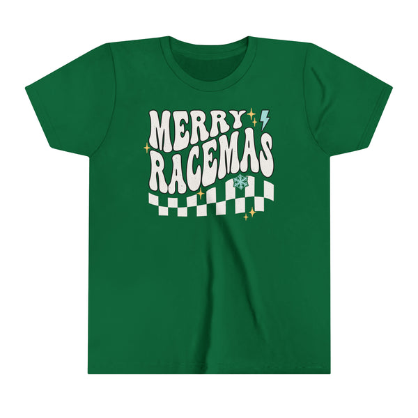 Merry Racemas Youth Short Sleeve Tee | Kids Race Tees | Youth Merry Christmas Race Day Shirt