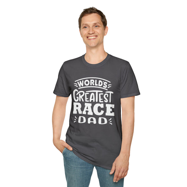 World's Greatest Race Dad Adult Unisex Softstyle T-Shirt | Father's Day Gift | Moto Dirt Track Car Go Kart SxS Track Race Dad