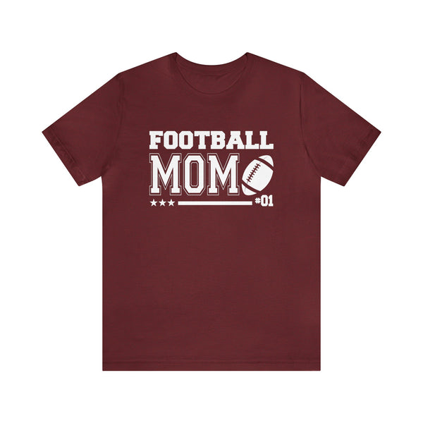 Football Mom Personalized with Your Player Number on Front Adult Unisex Jersey Short Sleeve Tee | Football Mama Game Day T-Shirt