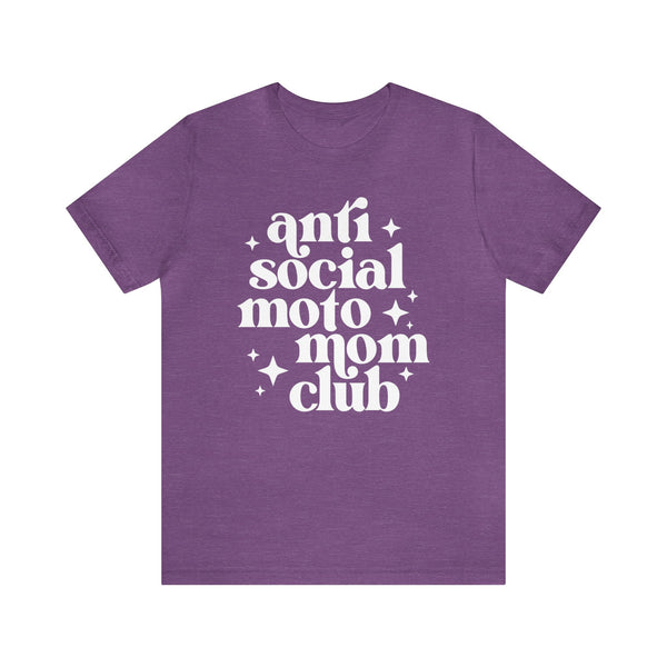 Anti Social Moto Mom Club Adult Unisex Jersey Short Sleeve Tee | Moto Mama Pit Crew Race Day Shirt | Funny Dirt Track MX Racing Moto Mom Tee