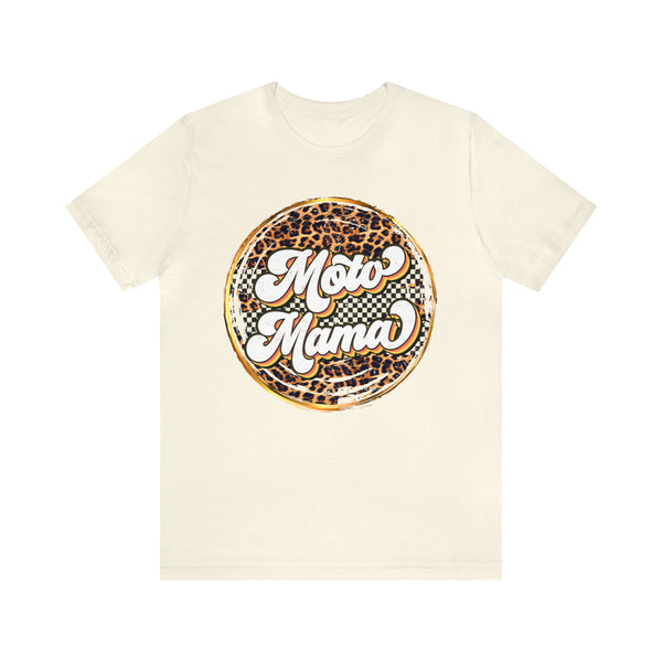 Moto Mama with Leopard and Checkered Pattern Unisex Jersey Short Sleeve Tee | Moto Mom Shirt