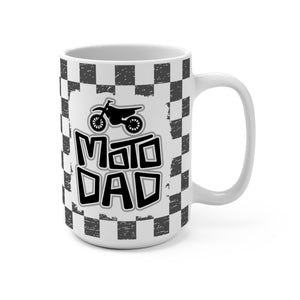 Rad Moto Dad with Checkered Flag Background Ceramic Coffee Mug 15oz | MX Motocross Moto Mama Coffee Mug