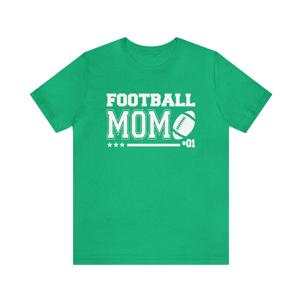 Football Mom Personalized with Your Player Number on Front Adult Unisex Jersey Short Sleeve Tee | Football Mama Game Day T-Shirt