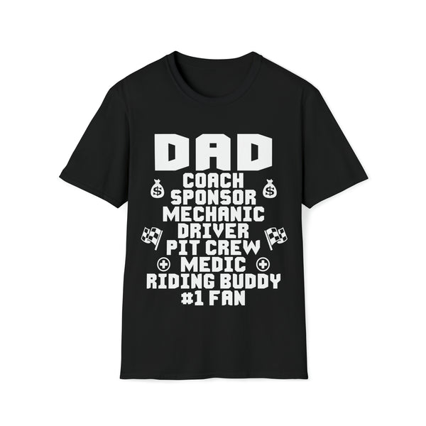 Dad Coach Sponsor Mechanic Driver Pit Crew Medic Riding Buddy #1 Fan Adult Unisex Softstyle T-Shirt | MX Moto Race Dad