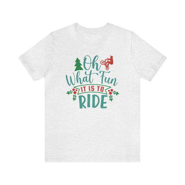 Oh What Fun It Is To Ride BMX Adult Unisex Jersey Short Sleeve Tee | BMX Riding Shirt | Funny BMX Christmas Themed Tee