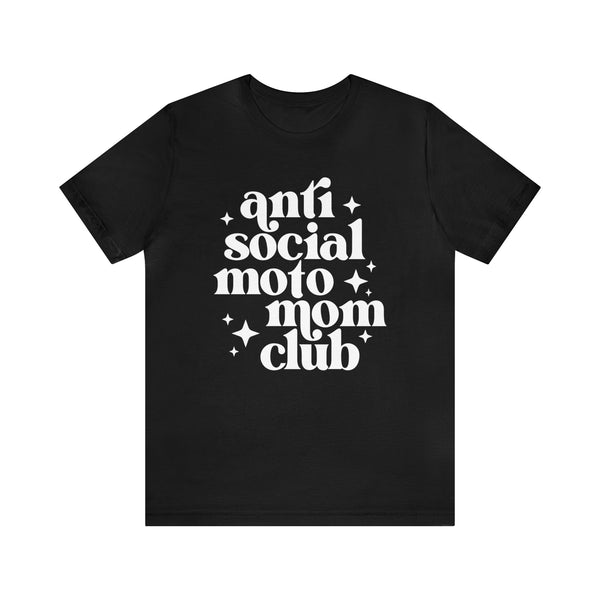 Anti Social Moto Mom Club Adult Unisex Jersey Short Sleeve Tee | Moto Mama Pit Crew Race Day Shirt | Funny Dirt Track MX Racing Moto Mom Tee