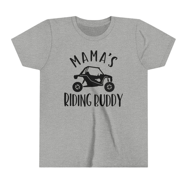 Mama's Riding Buddy Side By Side Youth Short Sleeve Tee | Kids UTV SxS Youth T-Shirt | SxS Offroad Muddin Ride Day Shirt