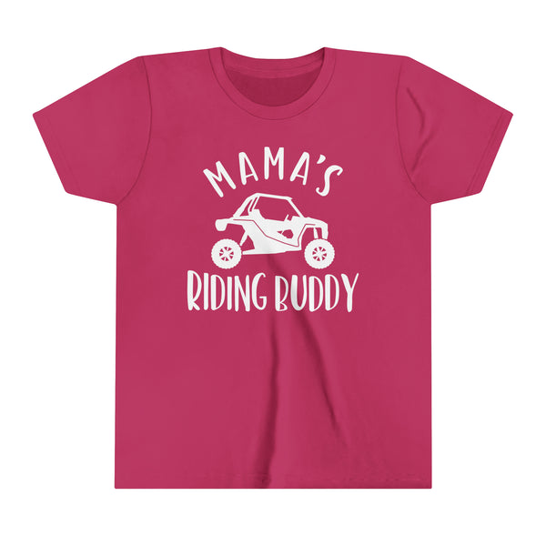 Mama's Riding Buddy Side By Side Youth Short Sleeve Tee | Kids UTV SxS Youth T-Shirt | SxS Offroad Muddin Ride Day Shirt