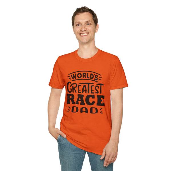 World's Greatest Race Dad Adult Unisex Softstyle T-Shirt | Father's Day Gift | Moto Dirt Track Car Go Kart SxS Track Race Dad