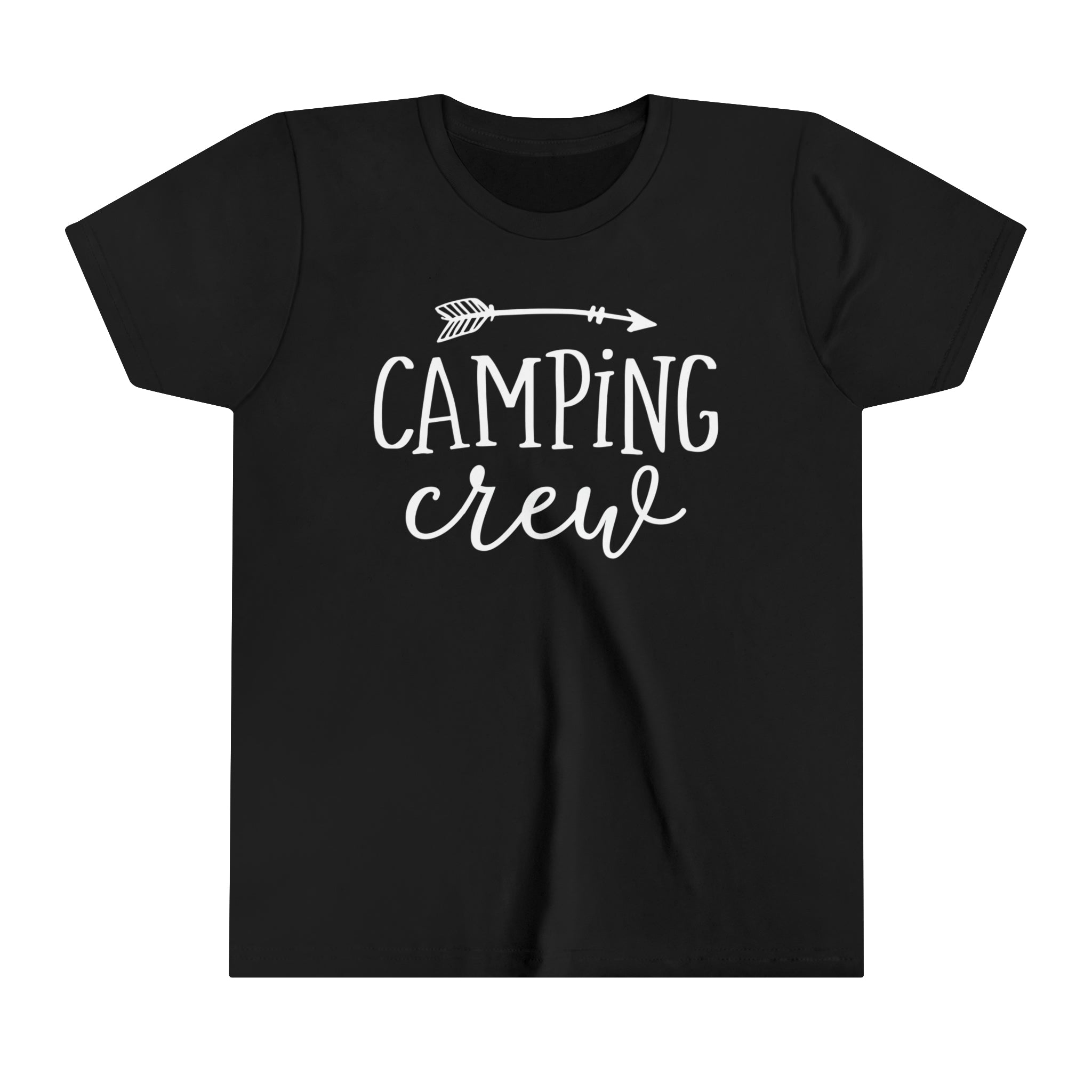 Camping Crew with Arrow Youth Short Sleeve Tee | Kids Camping Family or Group Camping Vacation Youth T-Shirt