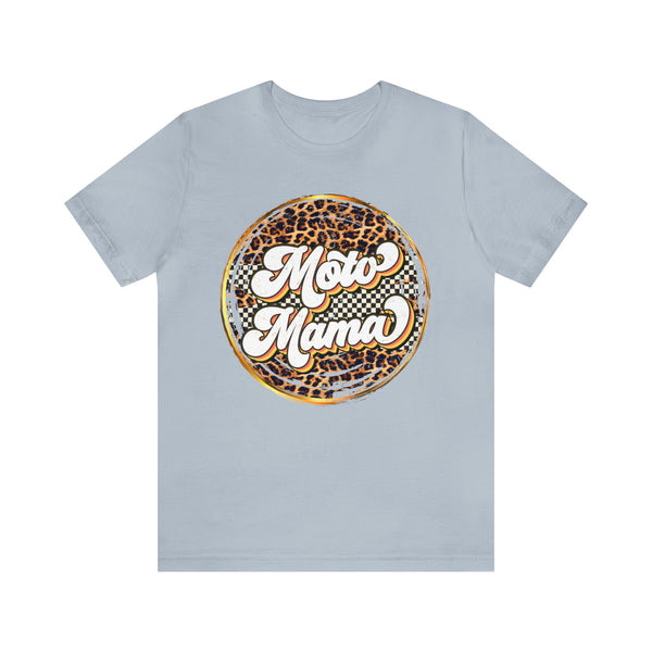 Moto Mama with Leopard and Checkered Pattern Unisex Jersey Short Sleeve Tee | Moto Mom Shirt