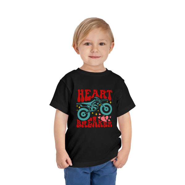 Heart Breaker Dirt Bike Toddler Short Sleeve Tee | Kids Valentine's Day Dirt Bike Toddler T-Shirt | MX Motocross Moto Shirt