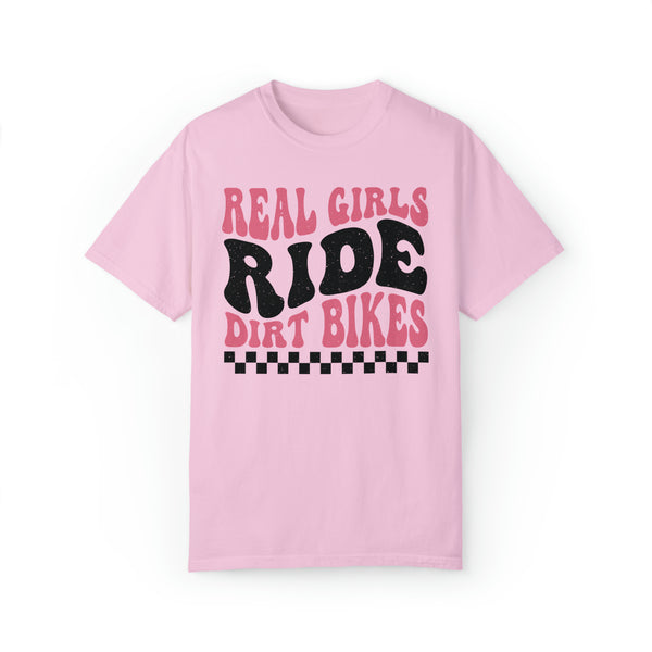 Real Girls Ride Dirt Bikes Adult Unisex Garment-Dyed T-shirt | Cute Oversized Girl Dirt Bike Rider Tee