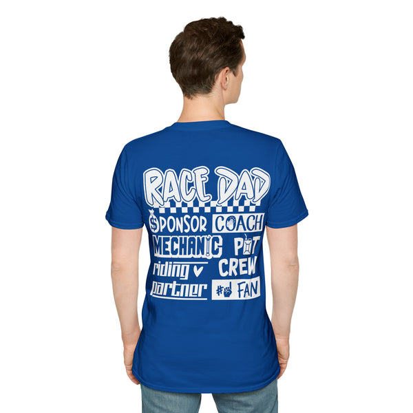 Race Dad Sponsor Coach Mechanic Pit Crew Riding Partner Number One Fan Adult Unisex Softstyle T-Shirt |  Dirt Track Race Dad Tee