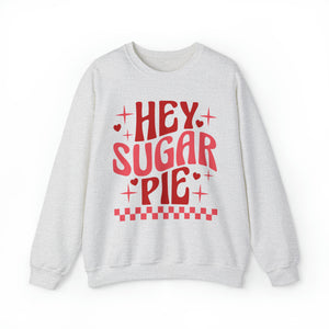 Retro Hey Sugar Pie Adult Unisex Heavy Blend™ Crewneck Sweatshirt | Warm and Cozy Valentine's Day Sweatshirt