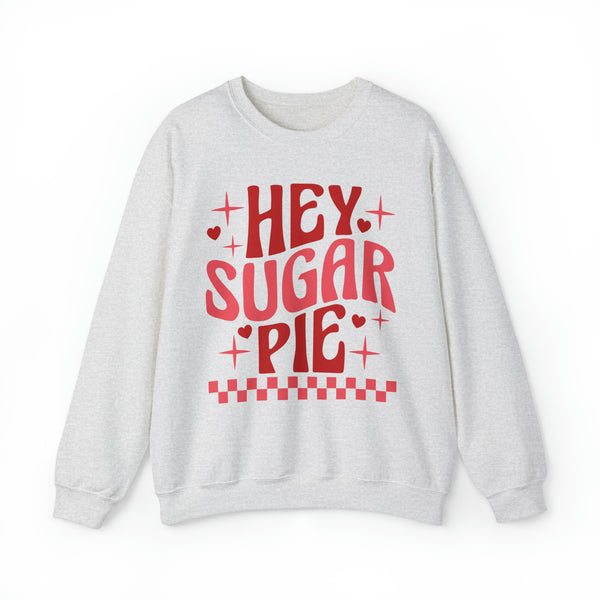 Retro Hey Sugar Pie Adult Unisex Heavy Blend™ Crewneck Sweatshirt | Warm and Cozy Valentine's Day Sweatshirt