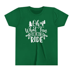 Oh What Fun It Is To Ride BMX Youth Short Sleeve Tee | Kids BMX Tees | Youth Merry Christmas BMX Bike Shirt